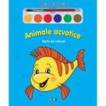 Animale acvatice (carte de colorat + acuarelă + pensulă)