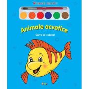 Animale acvatice (carte de colorat + acuarelă + pensulă)
