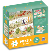 În lumea fructelor și a legumelor cu micul cațel de usturoi. Puzzle gigant