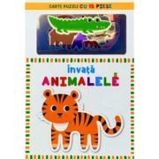 Învață animalele. Carte puzzle cu 15 piese