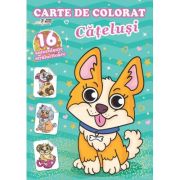 Căței. Carte de colorat. 16 autocolante strălucitoare