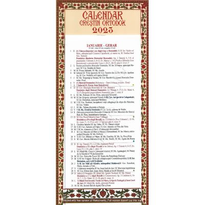 CALENDAR Creștin-Ortodox 2023 tip foiță cu magnet