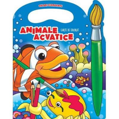 Animale acvatice. Carte de colorat cu apă