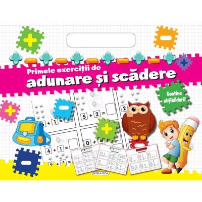 Primele exerciții de adunare și scădere. Bloc cu abțibilduri