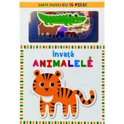 Învață animalele. Carte puzzle cu 15 piese