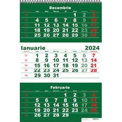 Calendar de perete 2024. Triptic verde. 3 luni