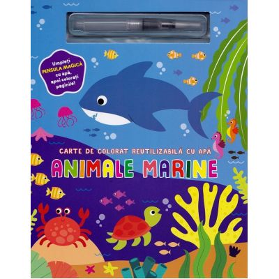 Animale marine. Carte de colorat reutilizabilă cu apă
