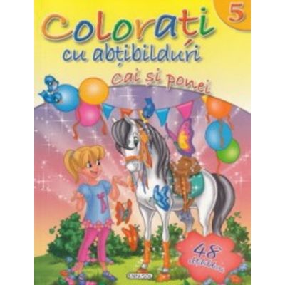 Colorați cu abțibilduri 5. Cai și ponei