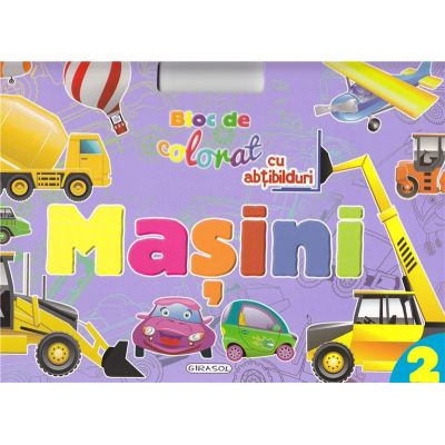 Mașini 2. Bloc de colorat. Cu abțibilduri