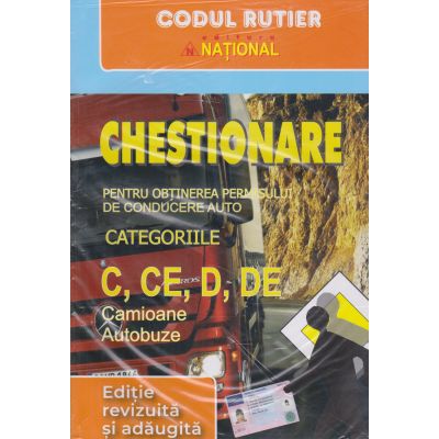 Chestionare pentru obținerea permisului de conducere categoriile C, CE, D, DE. Camioane și autobuze. 2025