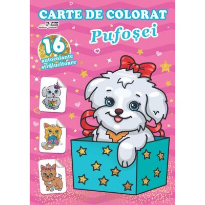 Pufoșei. Carte de colorat. 16 autocolante strălucitoare