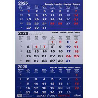 Calendar de perete 2026. Triptic