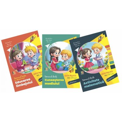 Set 3 caiete de lucru. Grădiniță. 4-5 ani. Educarea limbajului+Activitate matematică+Cunoașterea mediului