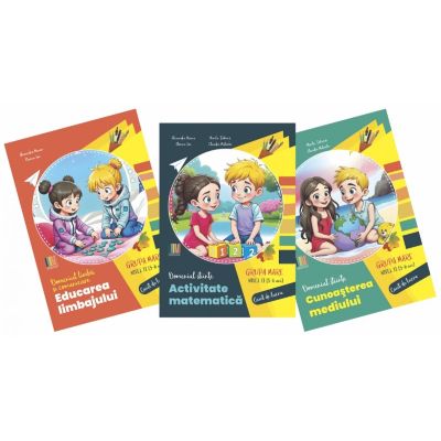 Set 3 caiete de lucru. Grădiniță. 5-6 ani. Educarea limbajului+Activitate matematică+Cunoașterea mediului