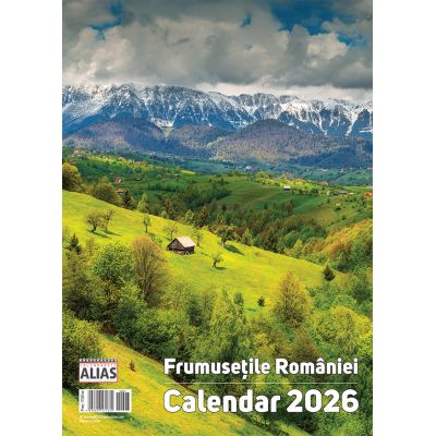 Calendar de perete 2026 cu 12 file. Frumusețile României