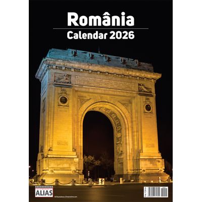 Calendar de perete 2026 cu 12 file. România