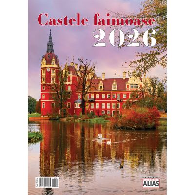 Calendar de perete 2026 cu 12 file. Castele faimoase