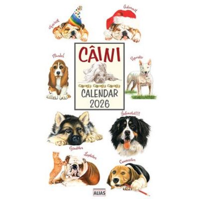 Calendar 2026 cu spiră cu 28 file. Câini