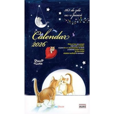 Calendar 2026 cu spiră cu 28 file. Pisica și Luna
