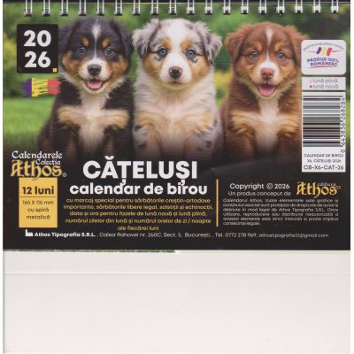 Calendar de birou 2026. Cățeluși